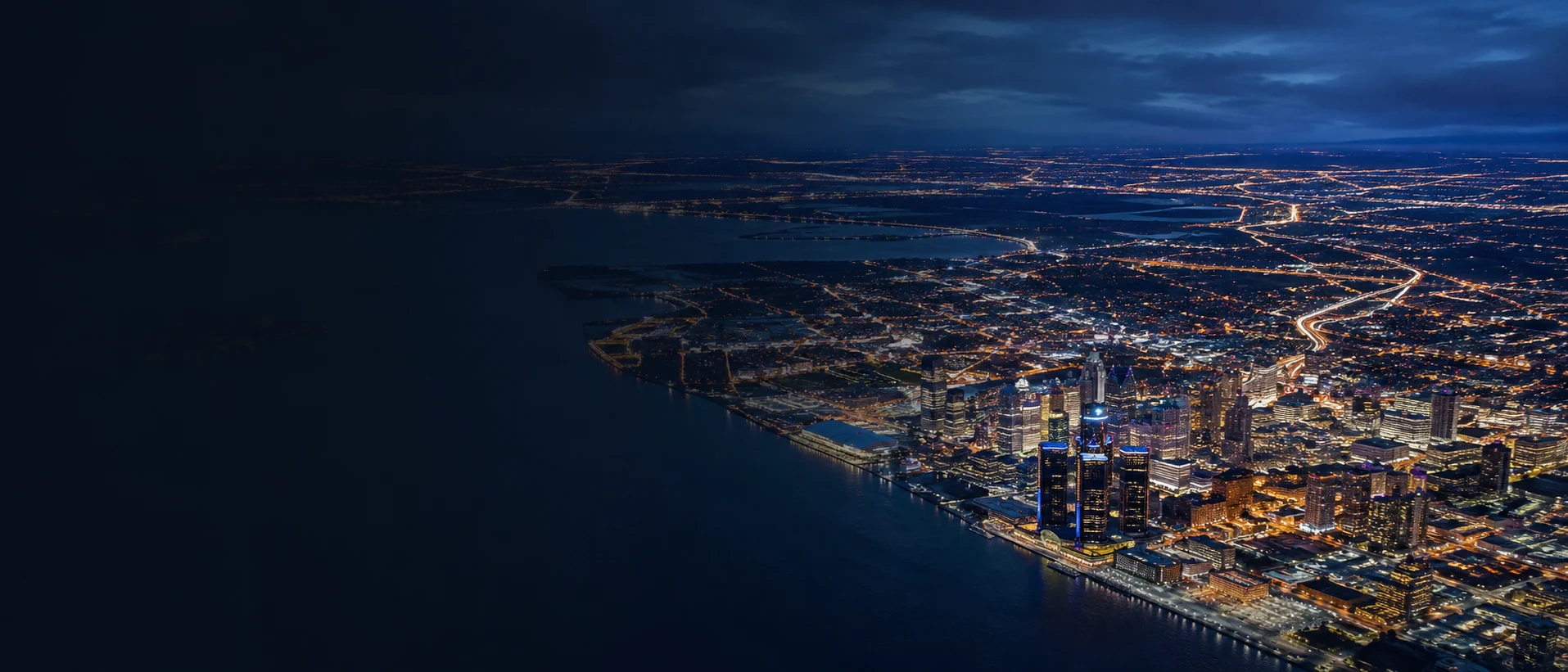Detroit and interstate markets at night